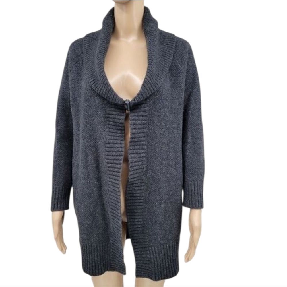 Catherine Malandrino Wool Cashmere Sweater Cardigan Charcoal Gray